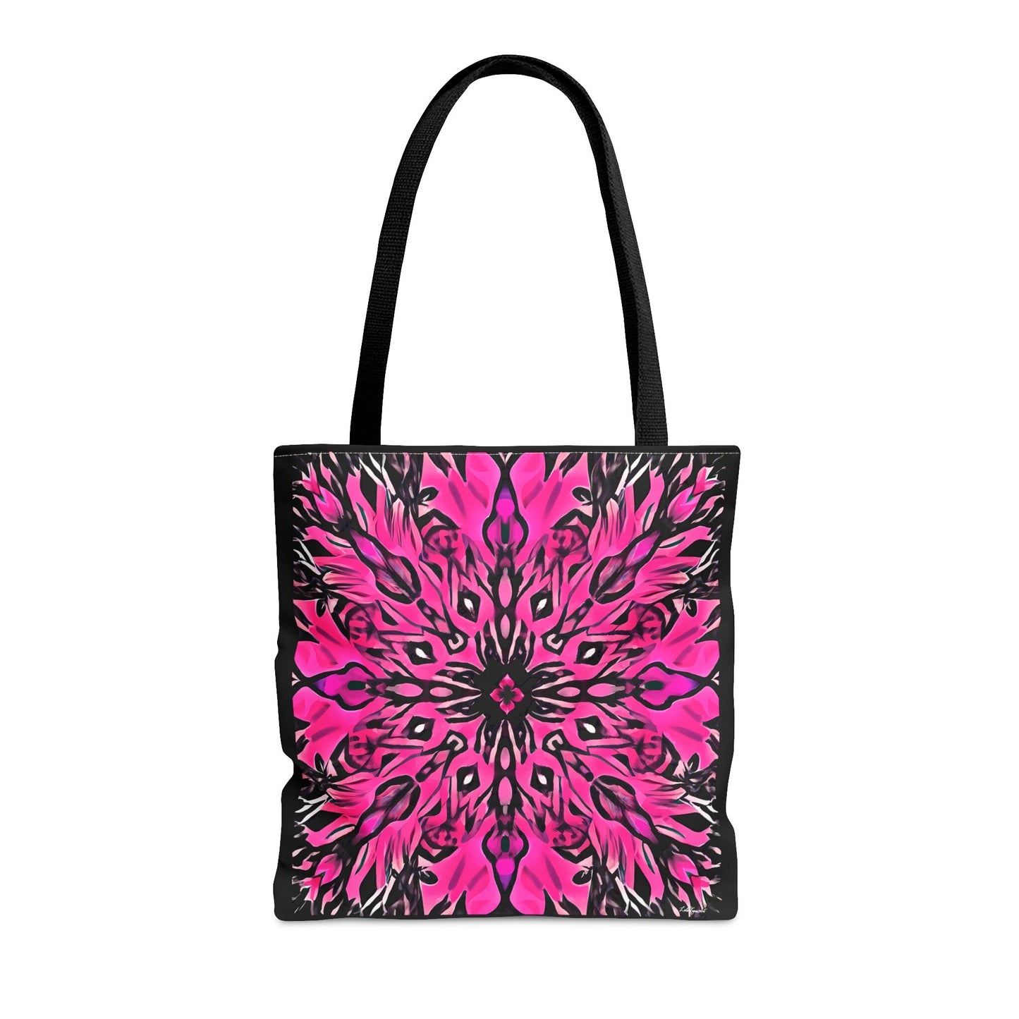 hot pink and black abstract flower canvas tote bag, gifts for women, canvas shopper, oversized bag, reusable bag, shopping bag, boho bag - LOLA VEGAS ART