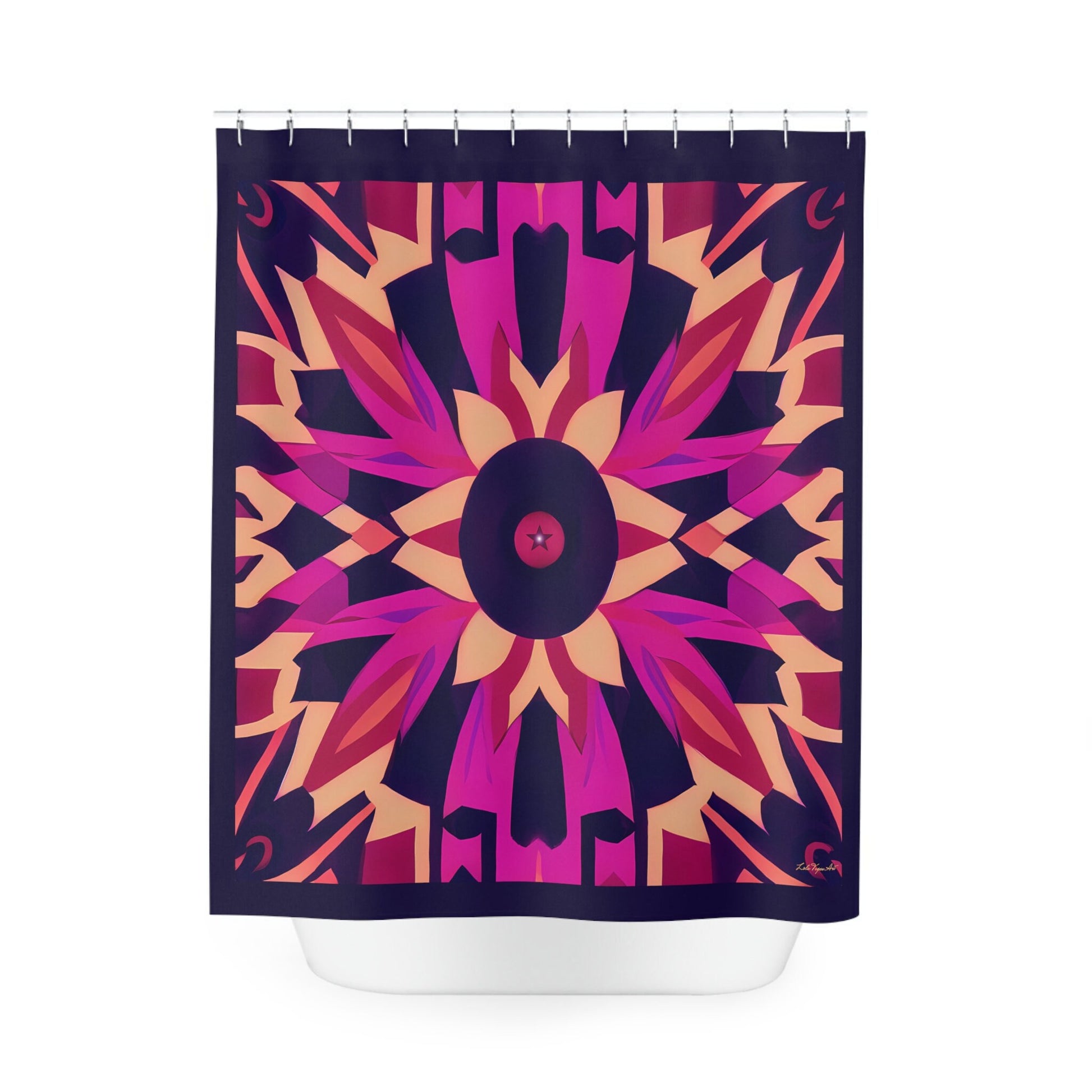 fuchsia and dark purple abstract tribal shower curtain, home accessories, bathroom dcor,home dcor, housewarming gift, shower room decor - LOLA VEGAS ART
