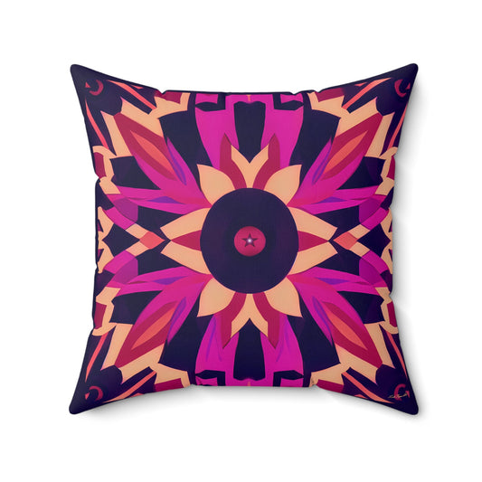 fuchsia dark purple abstract tribal square pillow, decorative pillow, living room pillow, bedroom pillow, decorative pillows, accent pillow - LOLA VEGAS ART