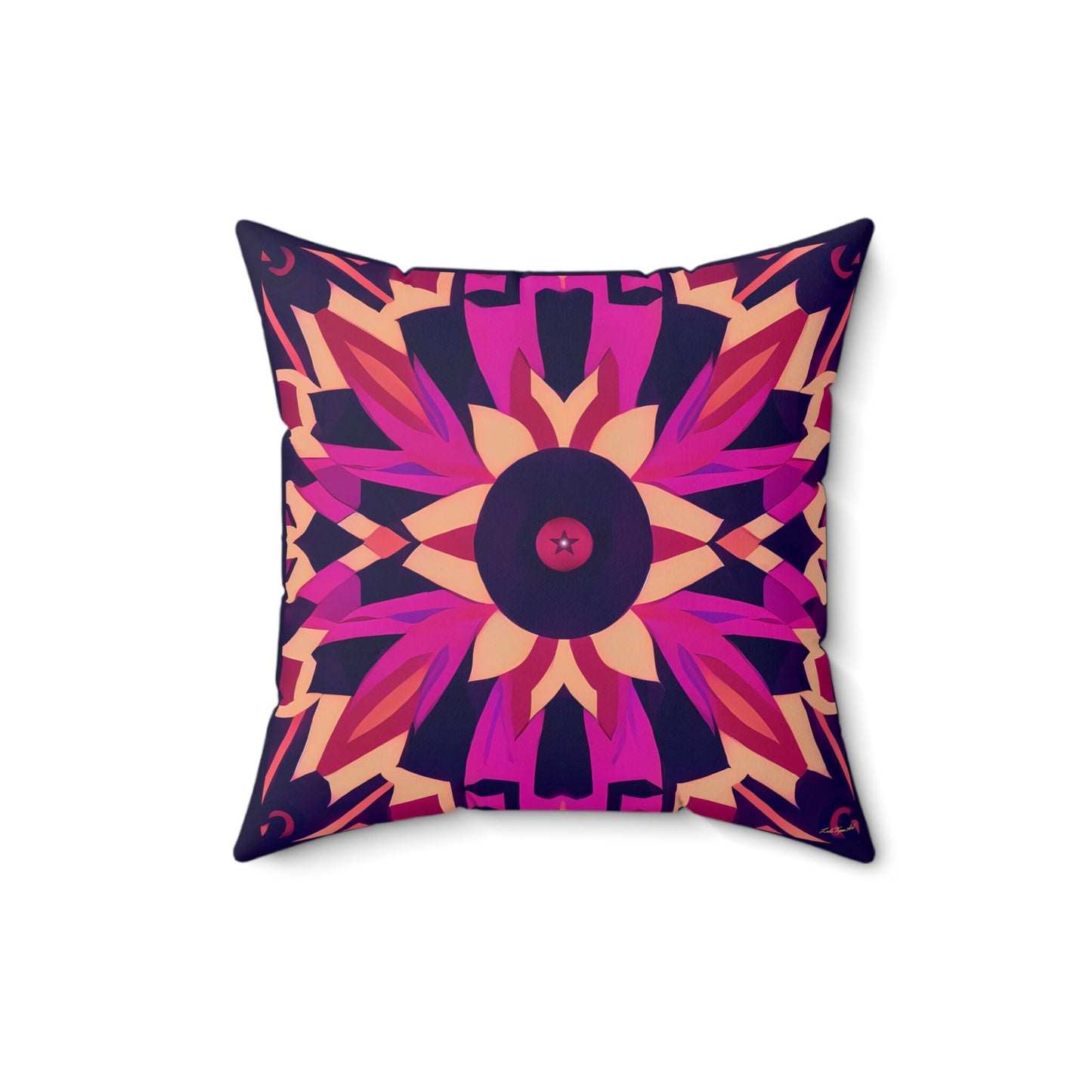 fuchsia dark purple abstract tribal square pillow, decorative pillow, living room pillow, bedroom pillow, decorative pillows, accent pillow - LOLA VEGAS ART