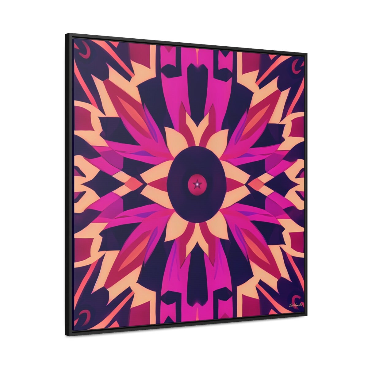 fuchsia abstract tribal framed canvas wall art, wall art living room framed, southwestern wall art, framed canvas bedroom art, contemporary - LOLA VEGAS ART