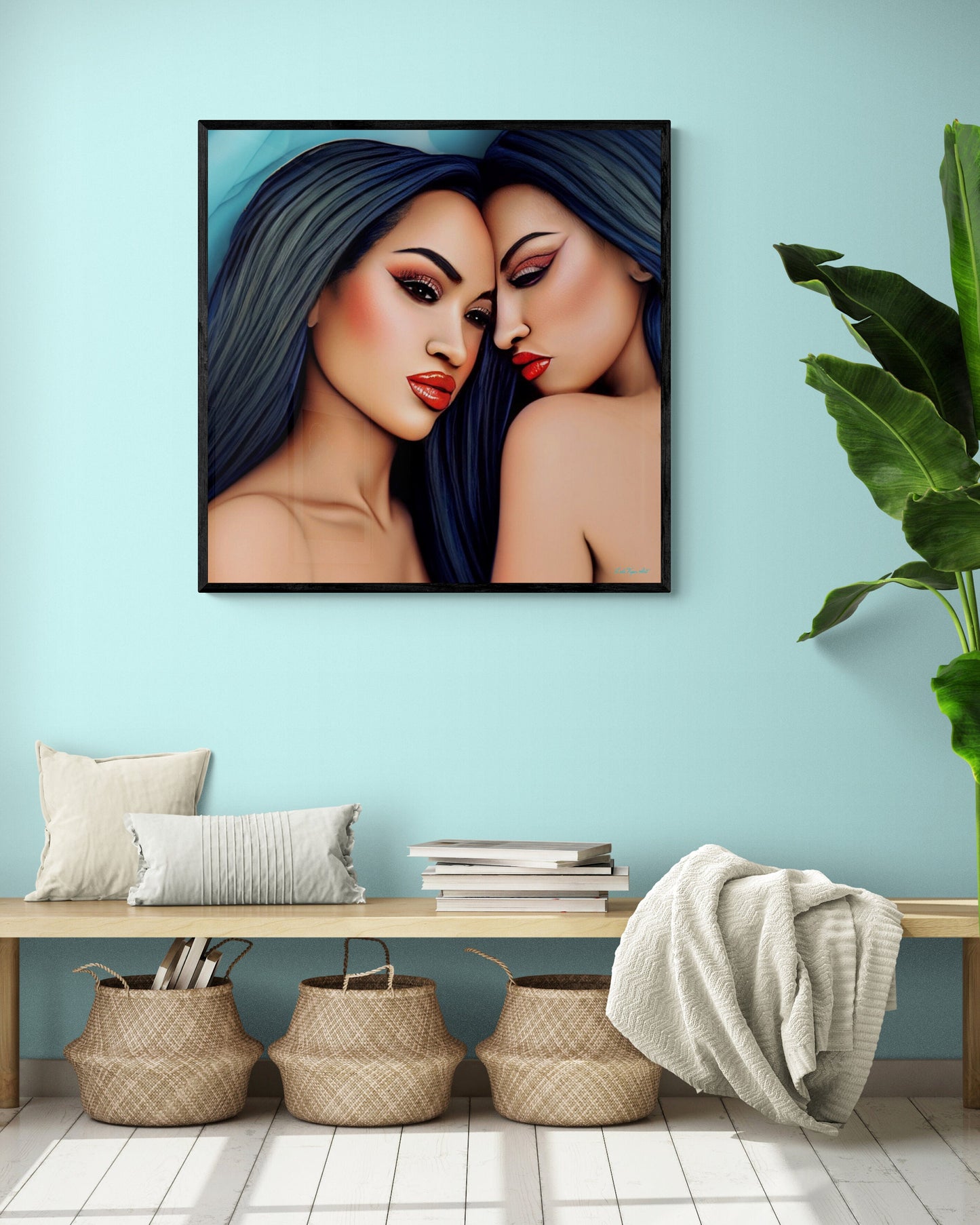 bliss, asian women,framed canvas wall art,wall art decor, wall art woman, women all decor, romantic, beauty - LOLA VEGAS ART