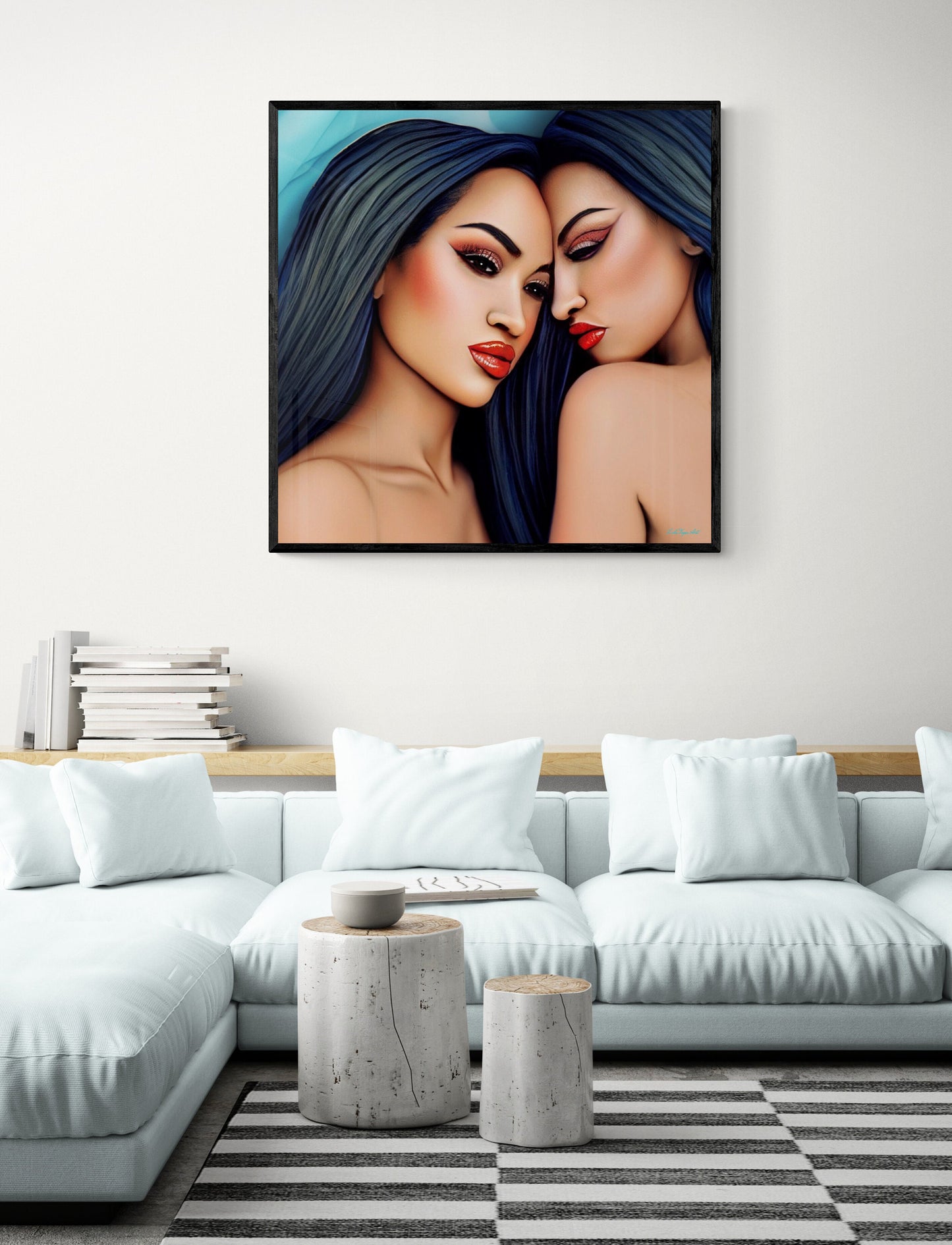 bliss, asian women,framed canvas wall art,wall art decor, wall art woman, women all decor, romantic, beauty - LOLA VEGAS ART