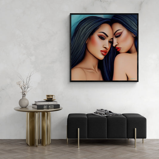 bliss, asian women,framed canvas wall art,wall art decor, wall art woman, women all decor, romantic, beauty - LOLA VEGAS ART