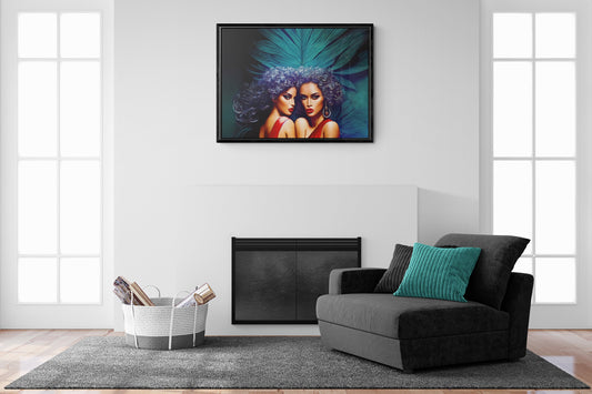 art deco ,framed canvas wall art,wall art decor, retro, romantic wall art, feminine, wall art women - LOLA VEGAS ART
