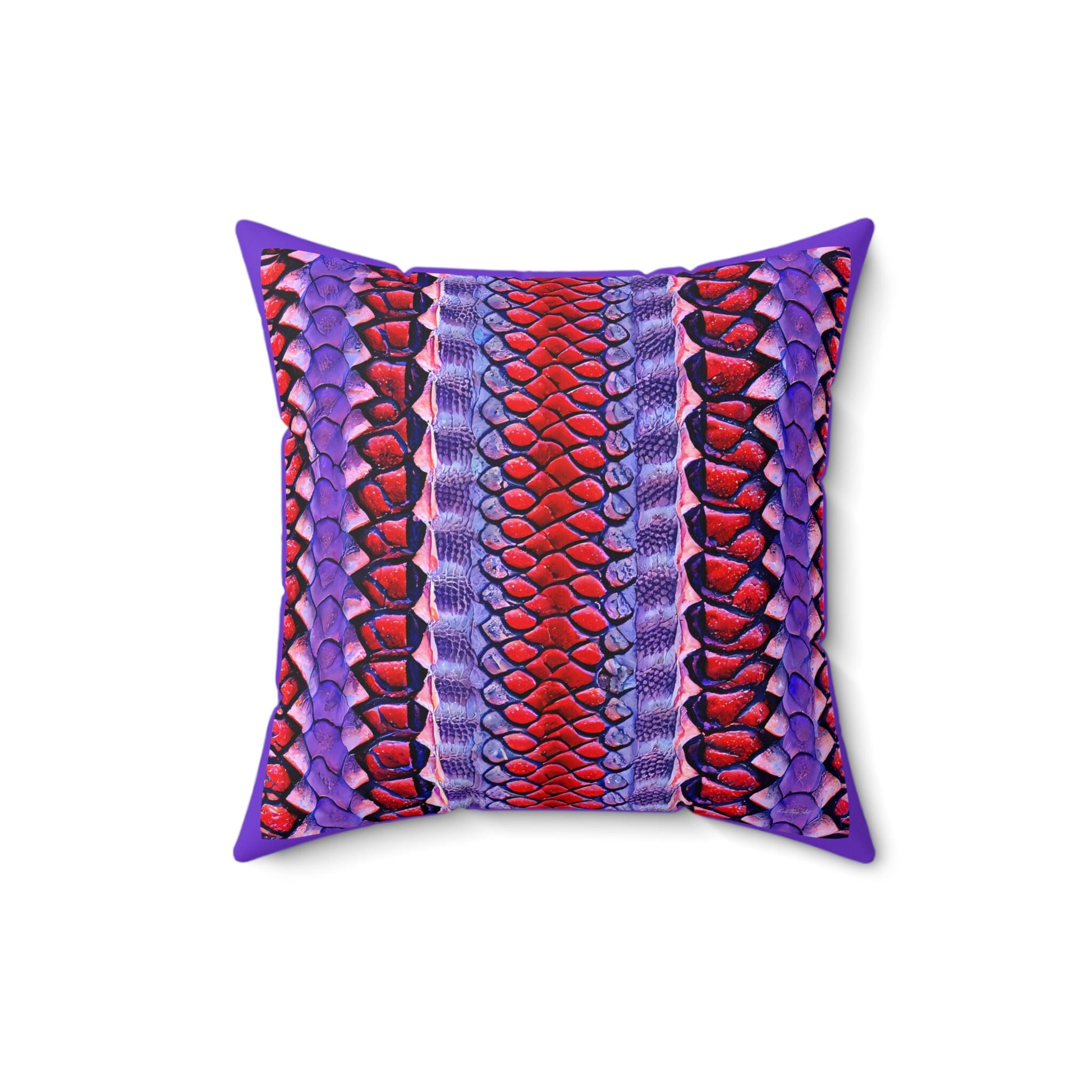 red and purple python snake print pillow, decorative pillow, living room pillow, bedroom pillow, throw pillow, accent pillow, animal pillow - LOLA VEGAS ART