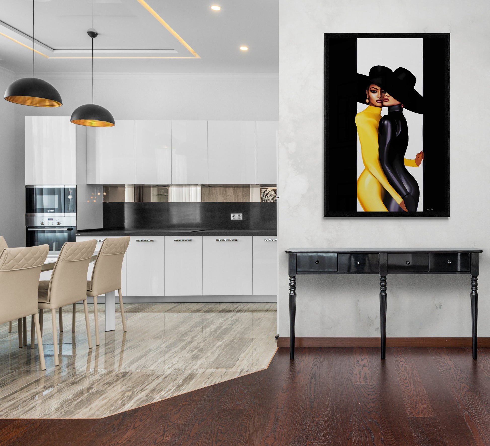 black women, framed canvas wall art, wall art decor, urban art, wall art decor, wall art woman, women in hats art - LOLA VEGAS ART