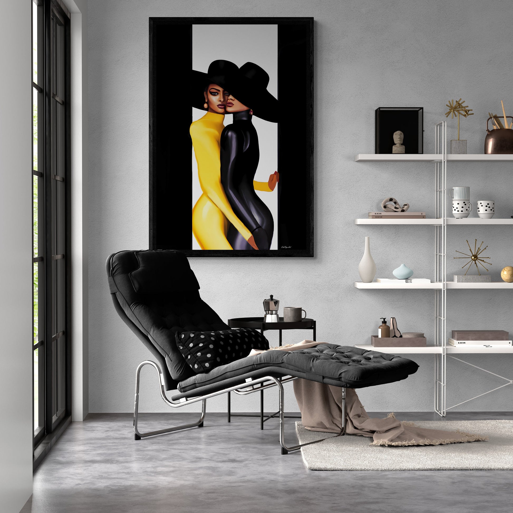 black women, framed canvas wall art, wall art decor, urban art, wall art decor, wall art woman, women in hats art - LOLA VEGAS ART