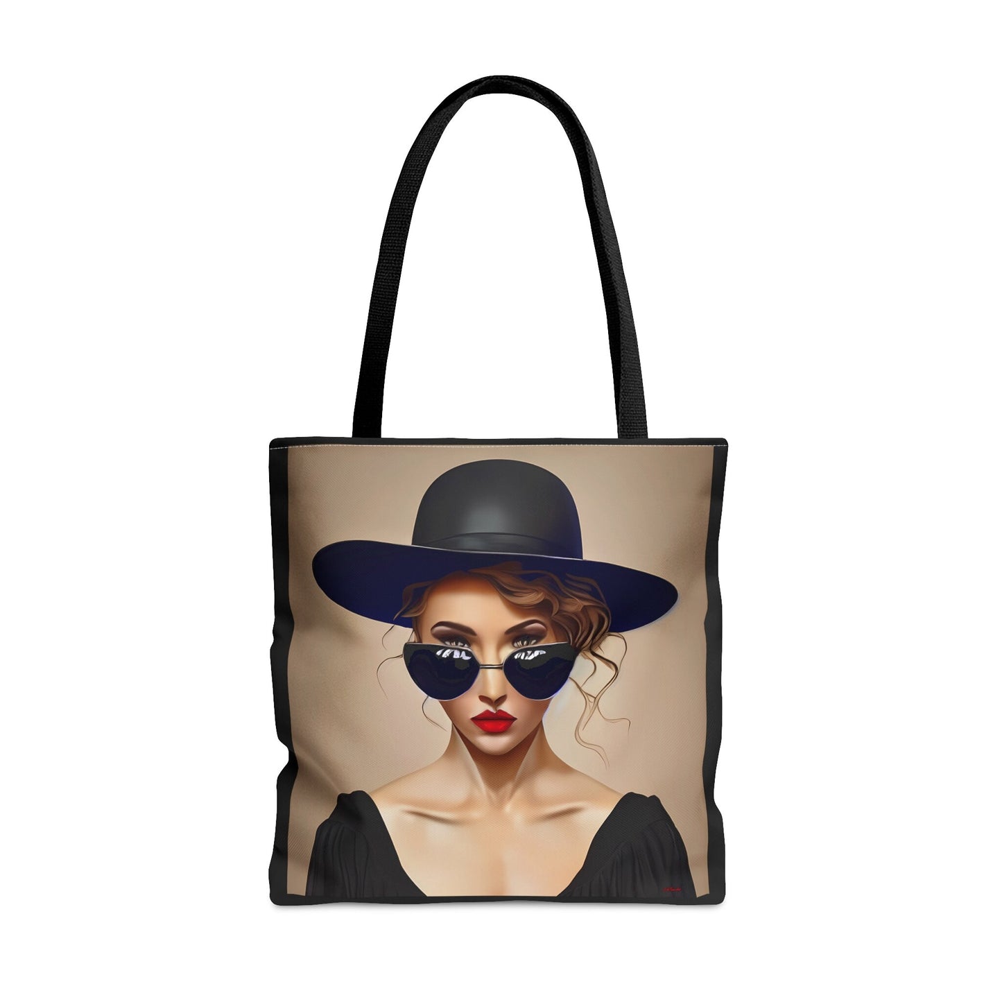 woman in sunglasses and hat canvas tote bag, gifts for women, canvas shopper, oversized bag, reusable bag, shopping bag, tote bag for women - LOLA VEGAS ART