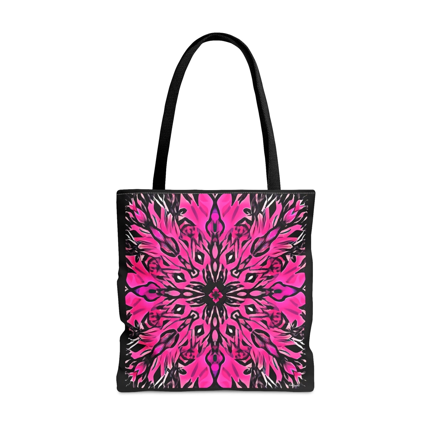 hot pink and black abstract flower canvas tote bag, gifts for women, canvas shopper, oversized bag, reusable bag, shopping bag, boho bag - LOLA VEGAS ART