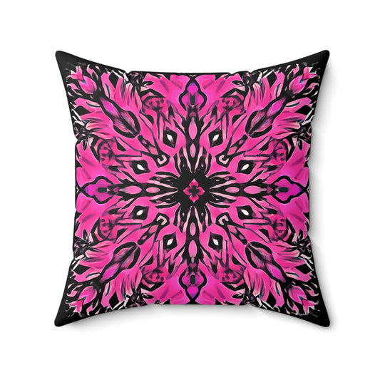 pink and black boho square pillow, decorative pillow, living room pillow, bedroom pillow, throw pillow, decorative pillows, accent pillow - LOLA VEGAS ART