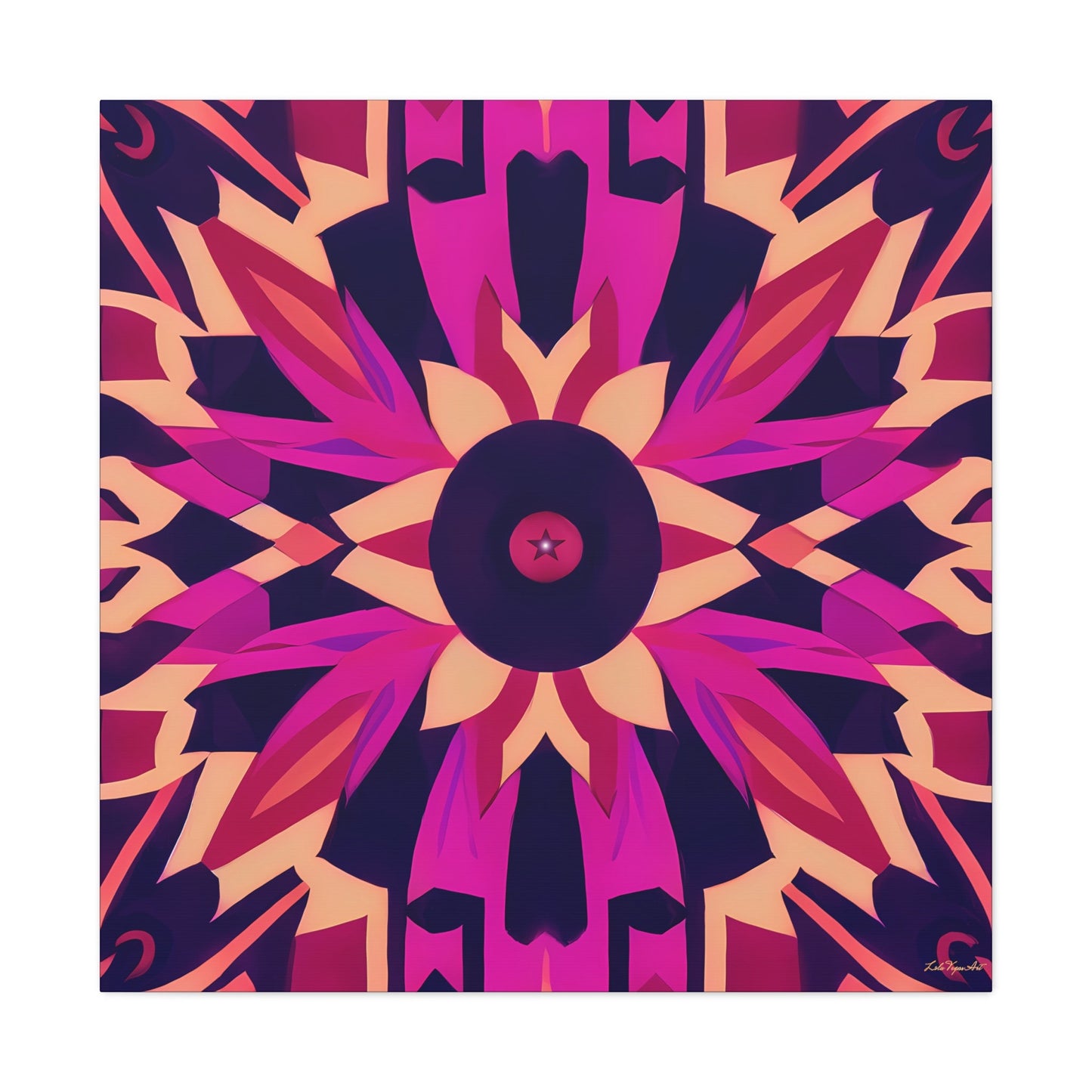 fuchsia abstract tribal canvas wall art, wall dcor, room wall dcor, unique art,  tribal wall art, native american art, southwestern art - LOLA VEGAS ART