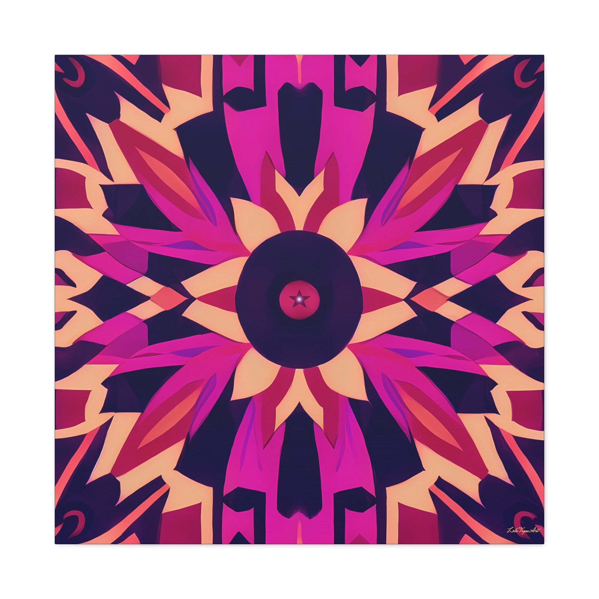 fuchsia abstract tribal canvas wall art, wall dcor, room wall dcor, unique art,  tribal wall art, native american art, southwestern art - LOLA VEGAS ART