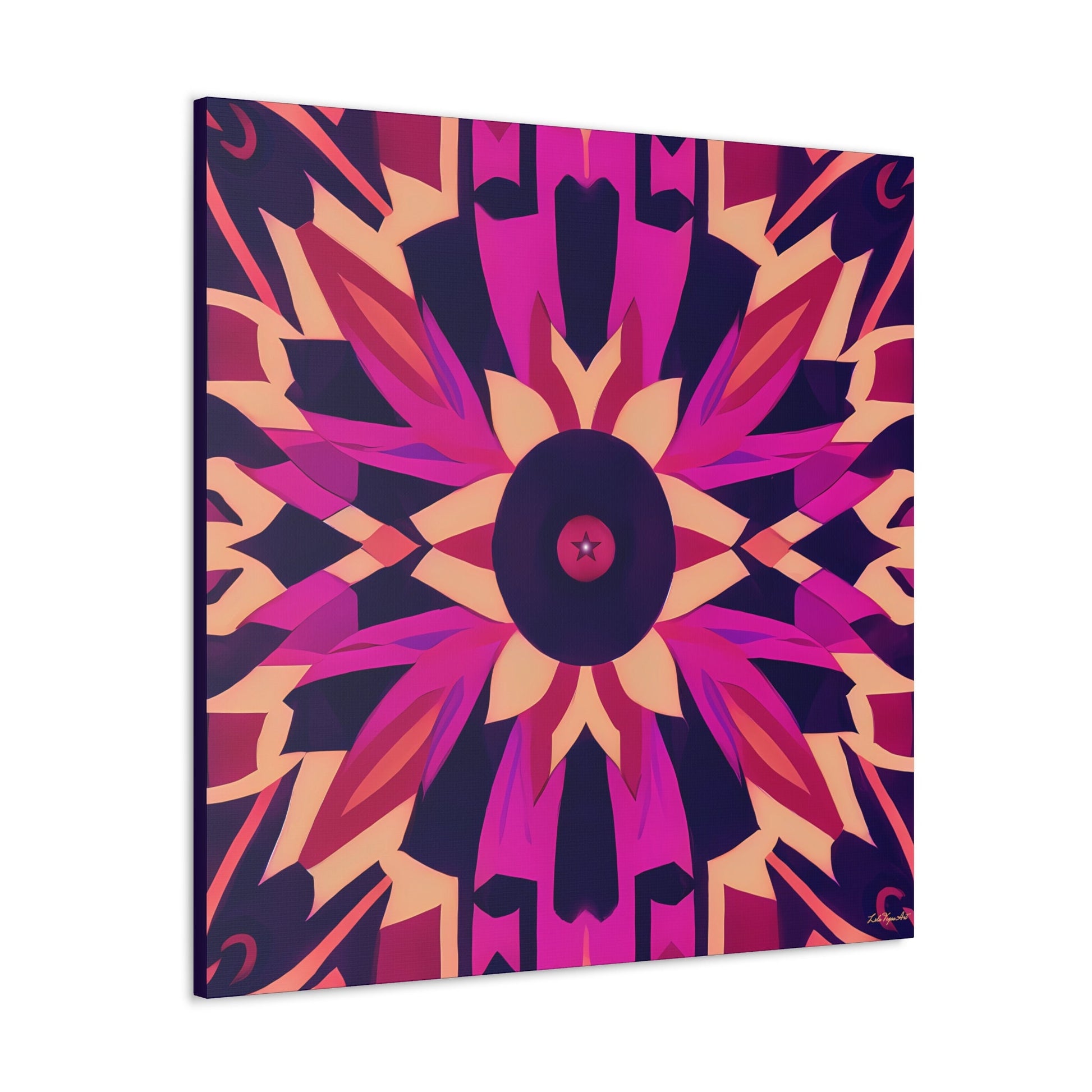 fuchsia abstract tribal canvas wall art, wall dcor, room wall dcor, unique art,  tribal wall art, native american art, southwestern art - LOLA VEGAS ART