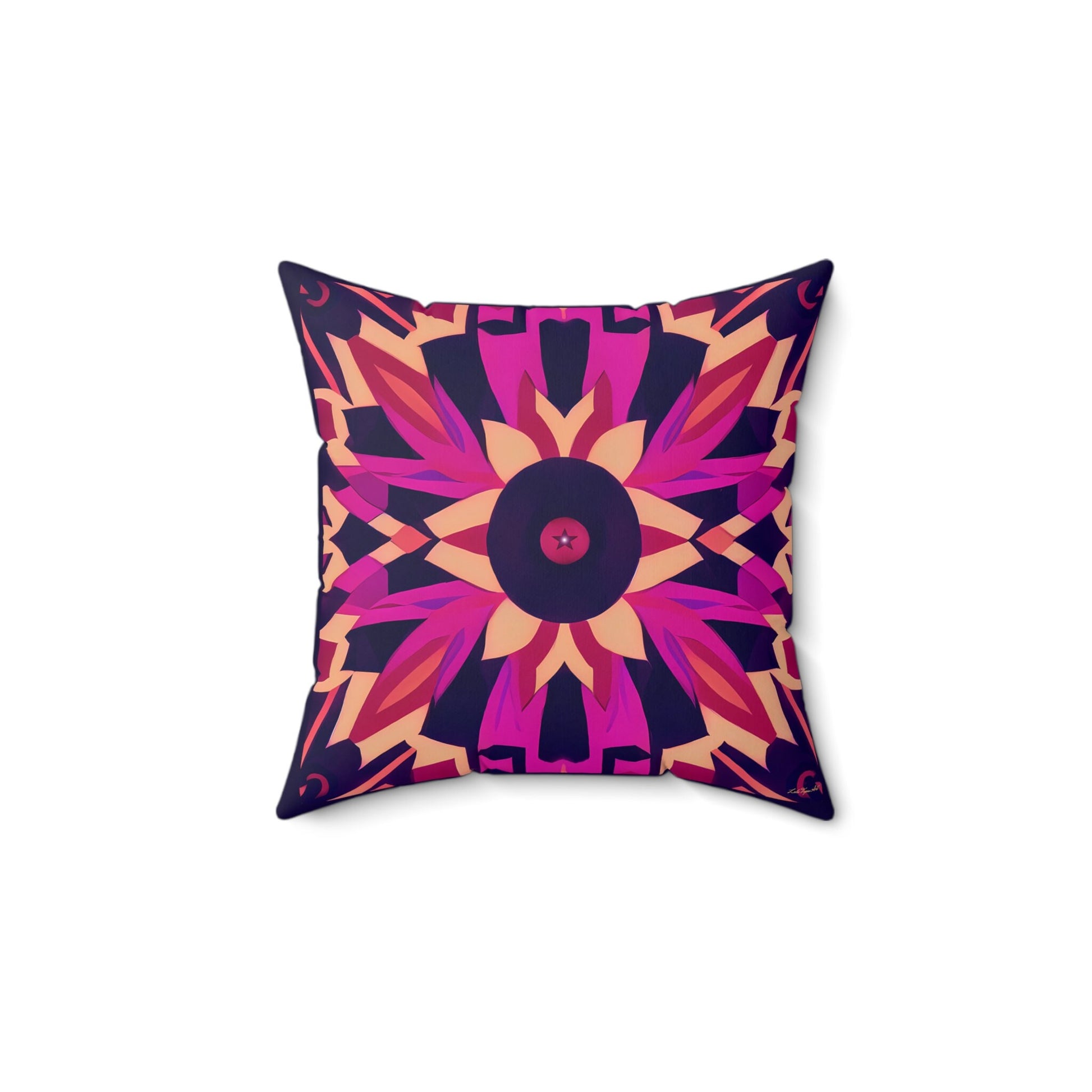 fuchsia dark purple abstract tribal square pillow, decorative pillow, living room pillow, bedroom pillow, decorative pillows, accent pillow - LOLA VEGAS ART