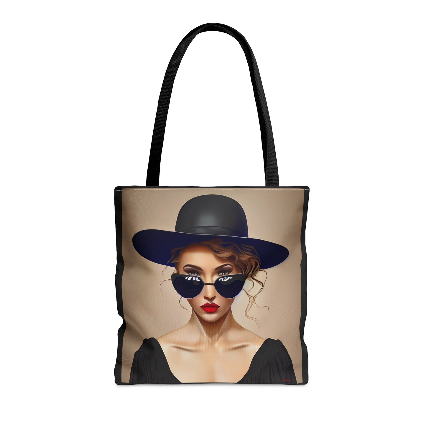 woman in sunglasses and hat canvas tote bag, gifts for women, canvas shopper, oversized bag, reusable bag, shopping bag, tote bag for women - LOLA VEGAS ART