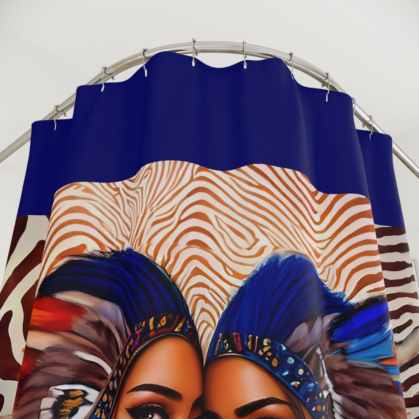 two beautiful women with feather headdress shower curtain, home accessories, bathroom decor, home decor, shower room decor - LOLA VEGAS ART