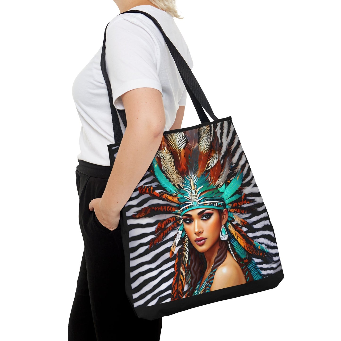 beautiful native american woman canvas tote bag, gifts for women, canvas shopper, oversized, reusable bag, shopping bag, tote bag for women - LOLA VEGAS ART