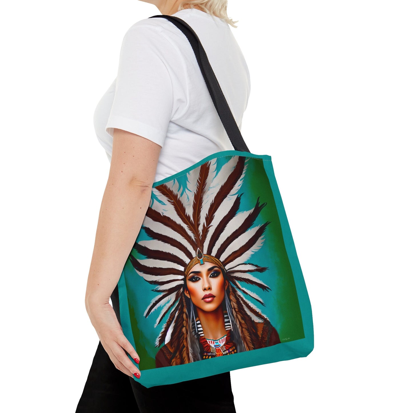 beautiful native american woman canvas tote bag, gifts for women shopper, oversized bag, reusable bag, shopping bag, tote bag for women - LOLA VEGAS ART