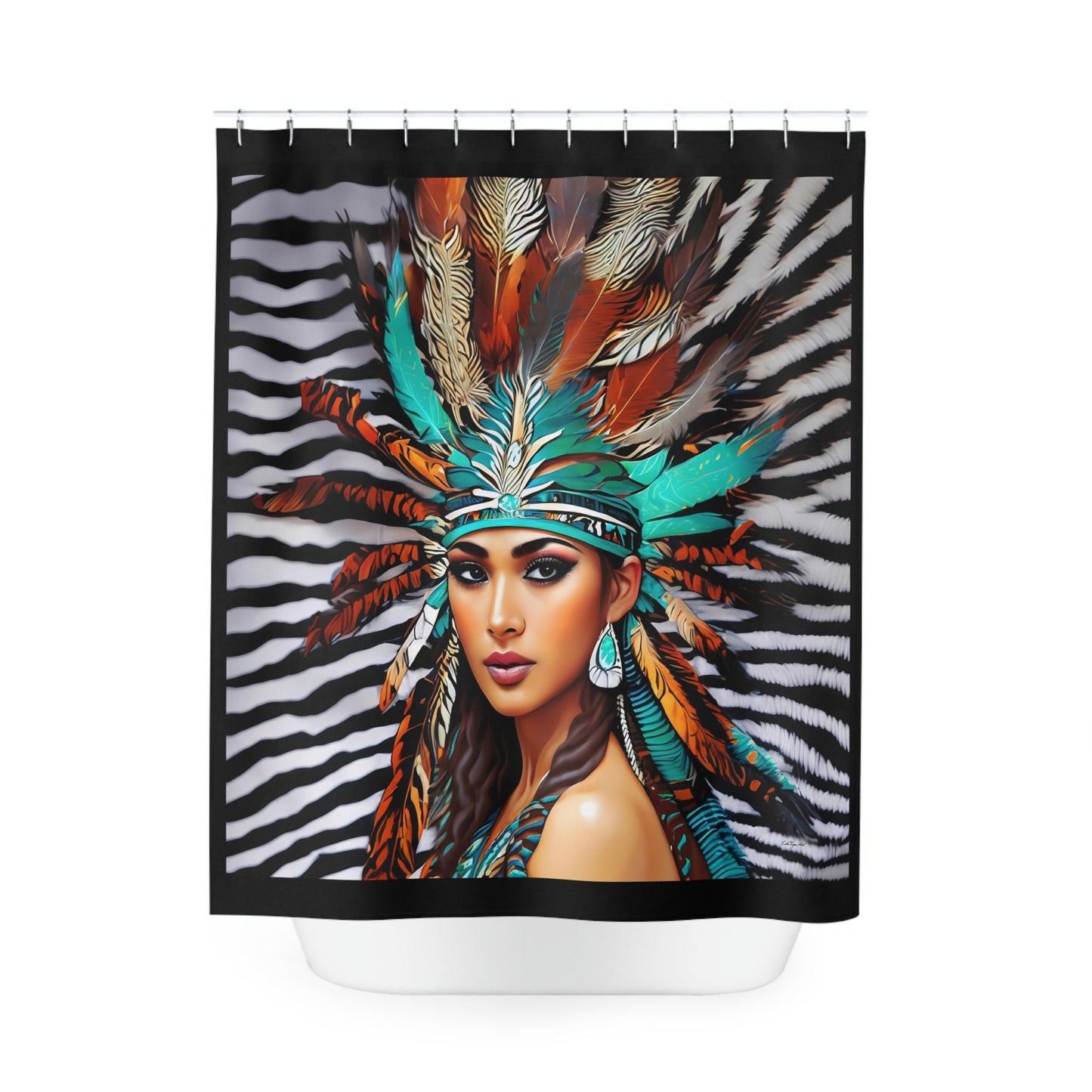 beautiful native american woman shower curtain, home accessories, bathroom dcor, bathroom, home dcor, housewarming gift, shower room decor - LOLA VEGAS ART