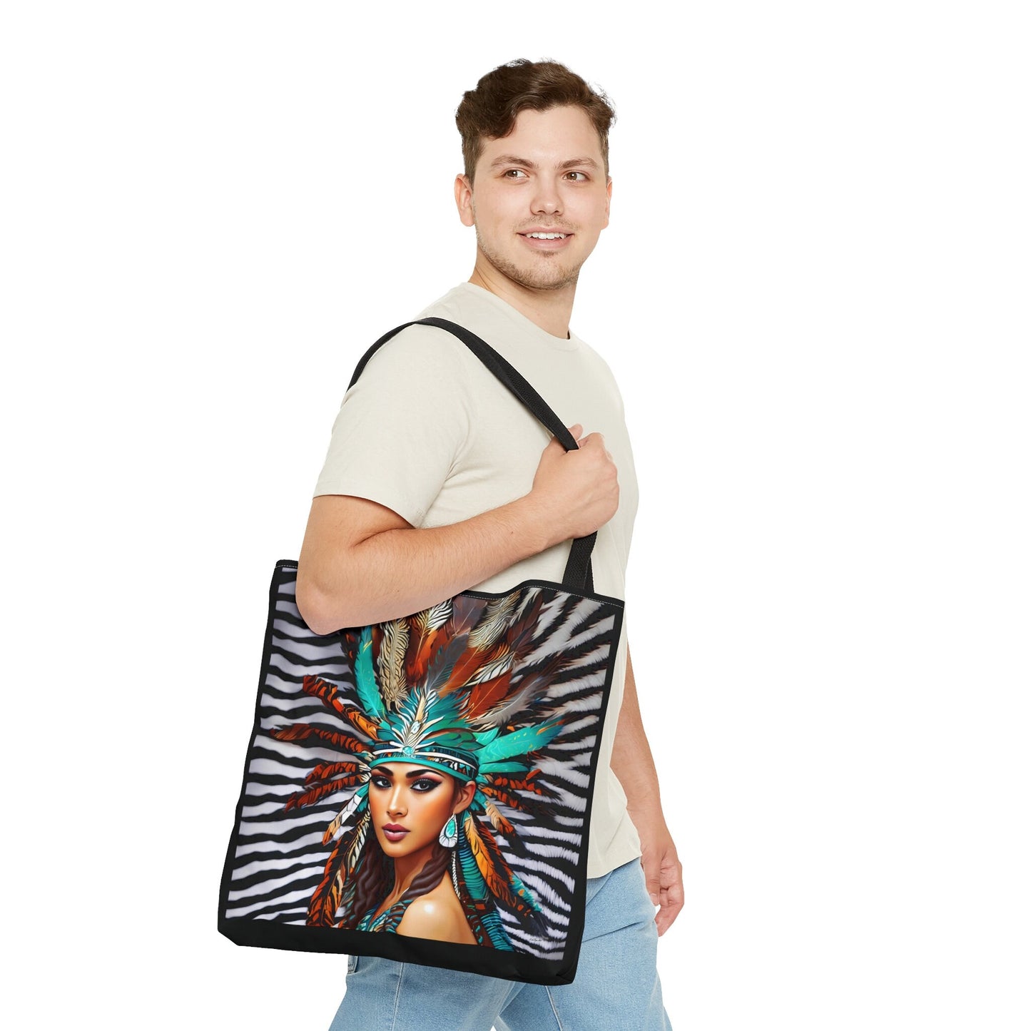 beautiful native american woman canvas tote bag, gifts for women, canvas shopper, oversized, reusable bag, shopping bag, tote bag for women - LOLA VEGAS ART
