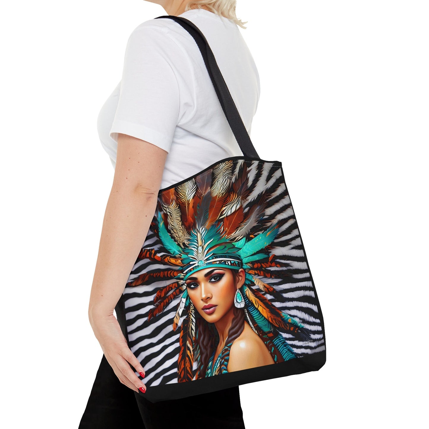 beautiful native american woman canvas tote bag, gifts for women, canvas shopper, oversized, reusable bag, shopping bag, tote bag for women - LOLA VEGAS ART