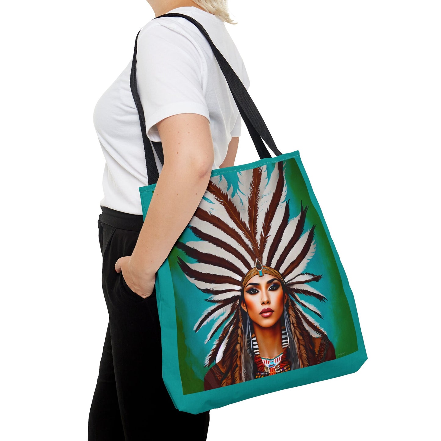 beautiful native american woman canvas tote bag, gifts for women shopper, oversized bag, reusable bag, shopping bag, tote bag for women - LOLA VEGAS ART