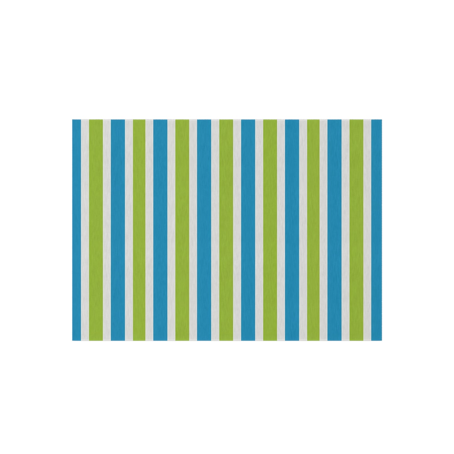 Blue Green Striped Outdoor/Indoor Rug | Patio Mat, Porch Deck Floor Covering