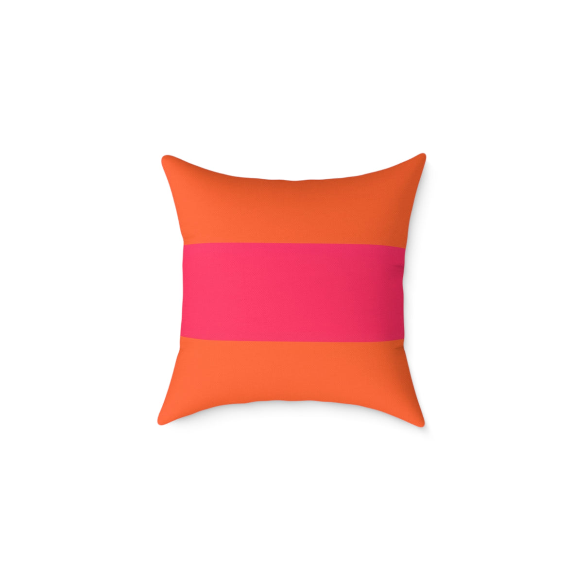 Bold Pink Stripe Square Pillow | Orange Background Poly Canvas