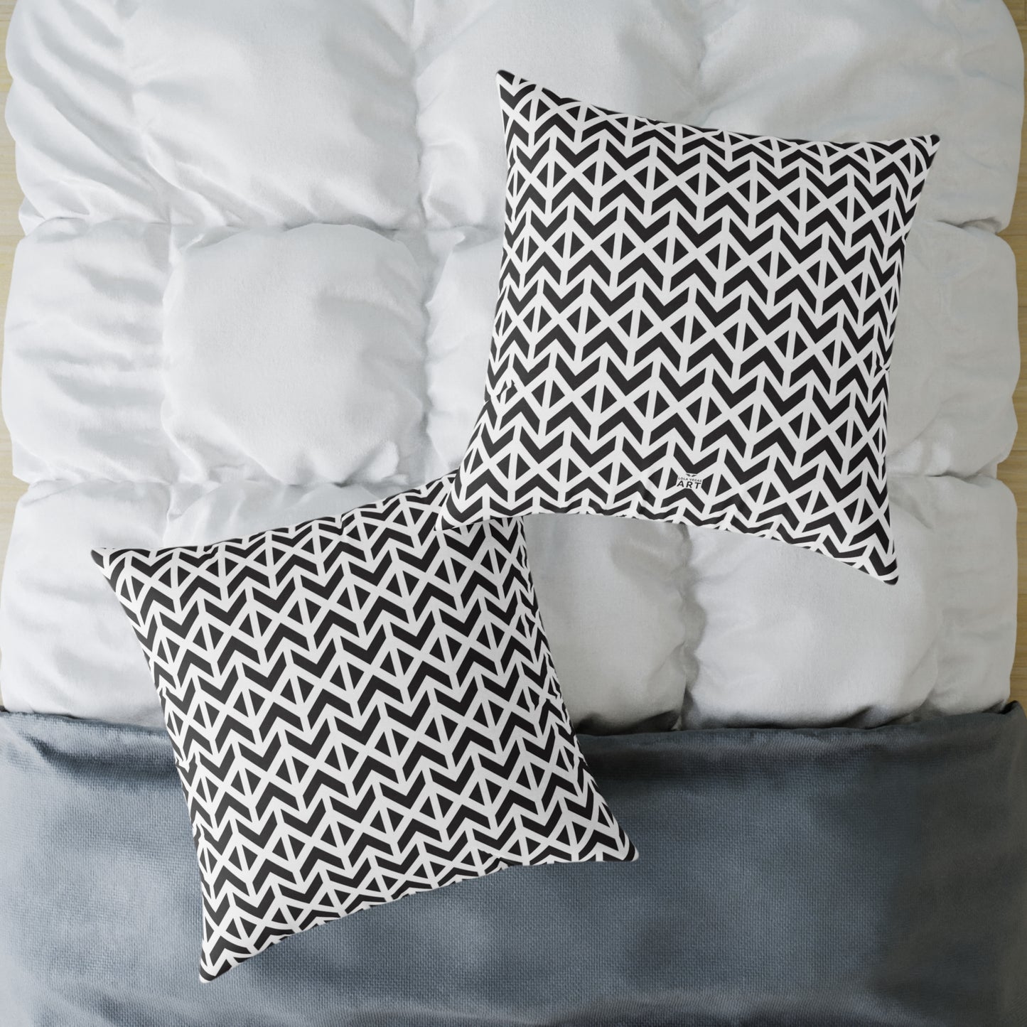 Geometric Chevron Pattern Square Pillow | Black White Modern Throw Pillow