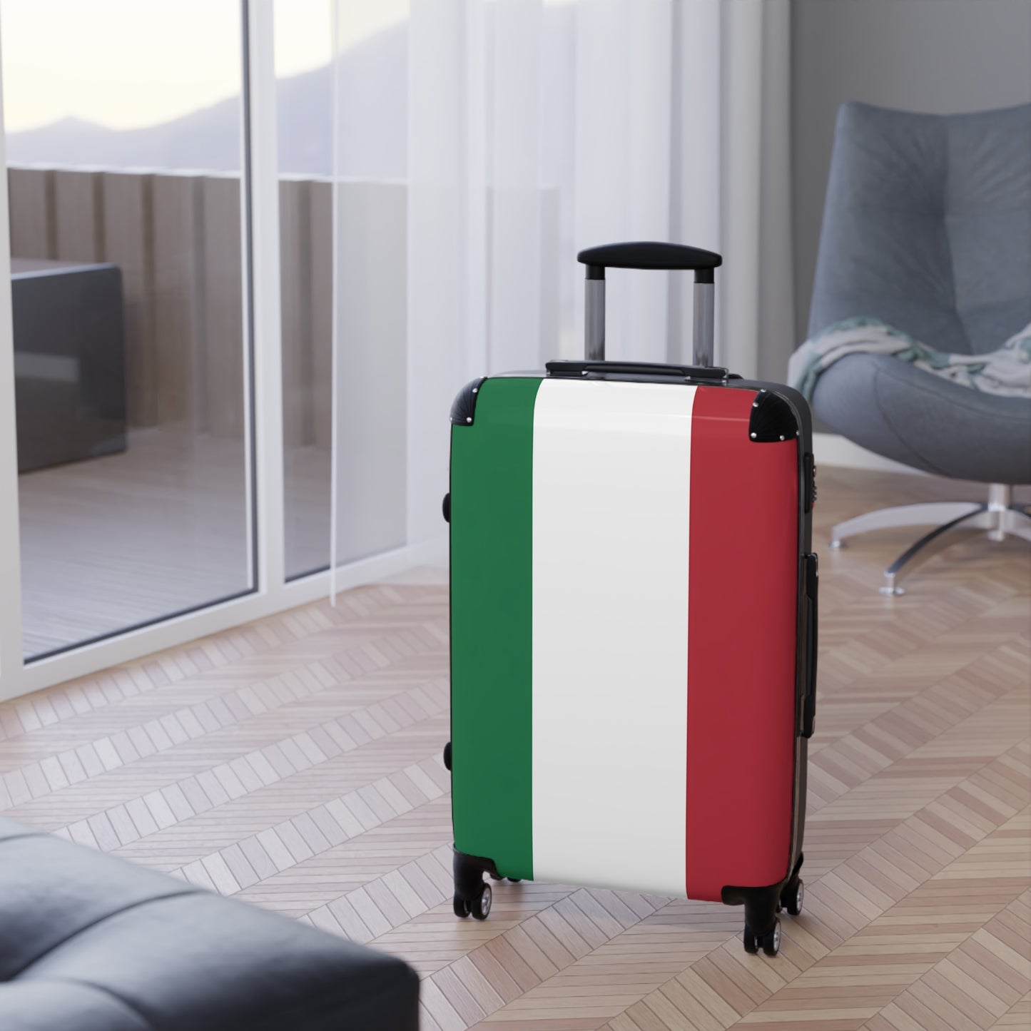 Italian Flag Suitcase | Green White Red Luggage, Travel Spinner