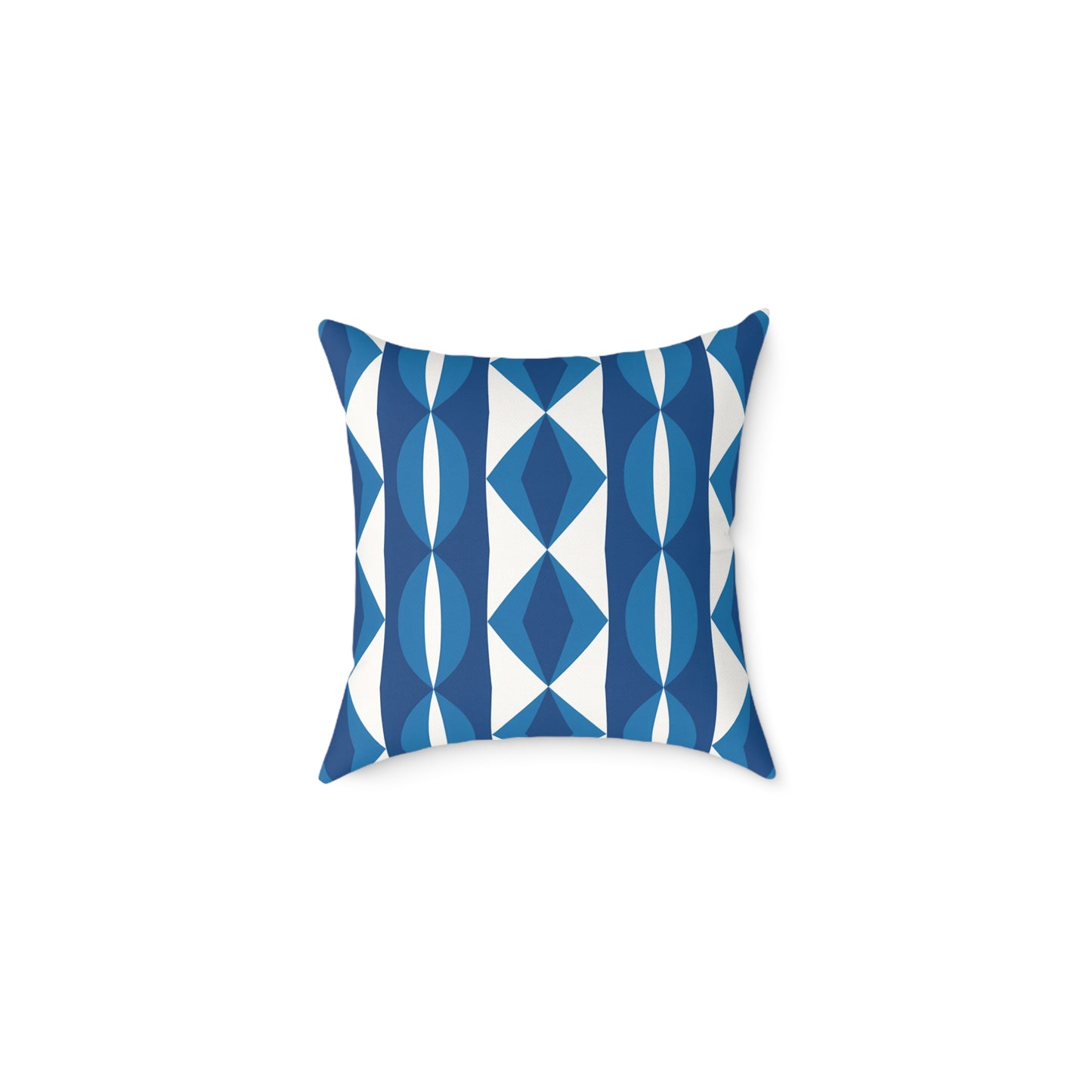 Blue White Geometric Pattern Pillow | Mid Century Modern Diamond Stripe