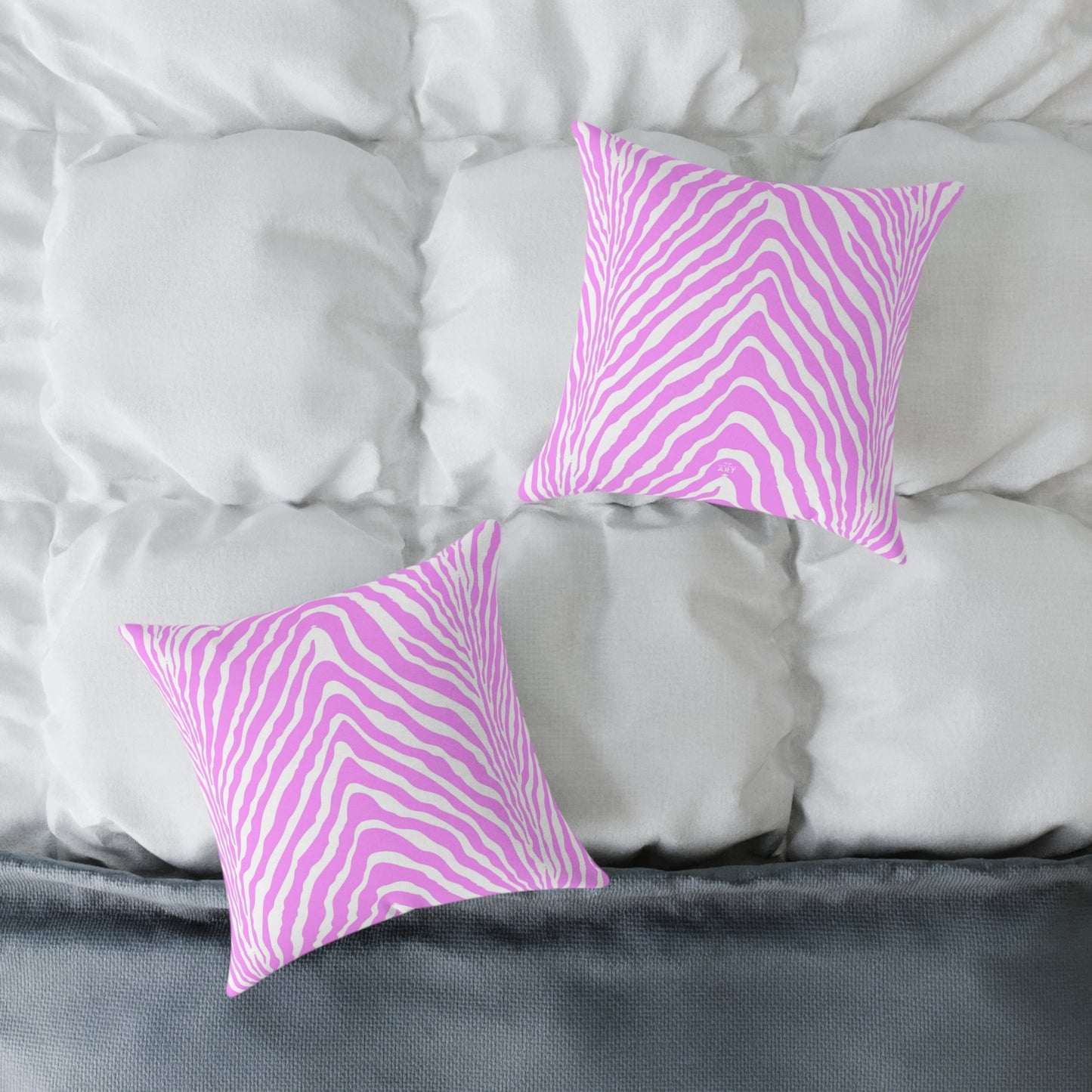 Pink White Zebra Stripe Square Pillow | Animal Print Home Decor