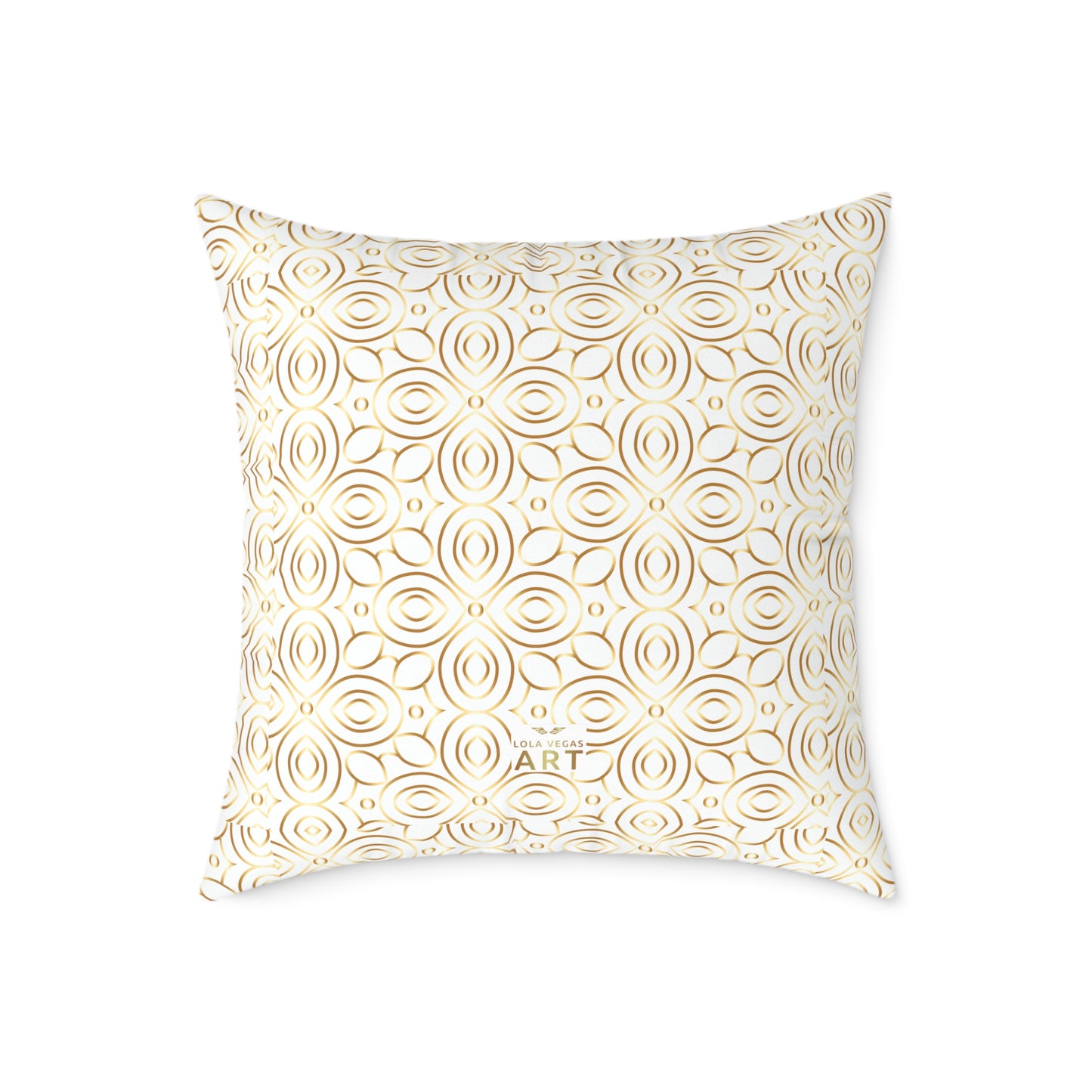 Neutral Floral Medallion Square Poly Canvas Pillow | Beige Boho Pattern
