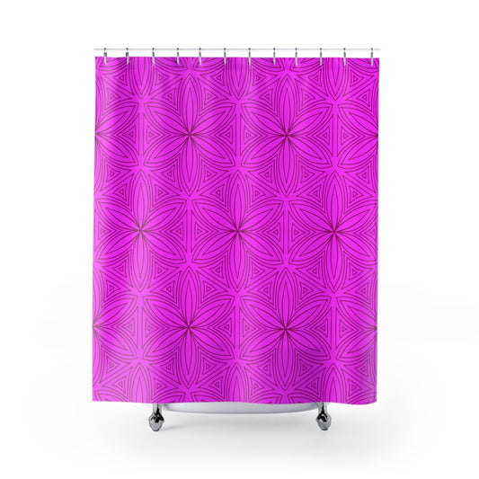Geometric Floral Pattern Shower Curtain | Fuchsia Pink Mandala Bath