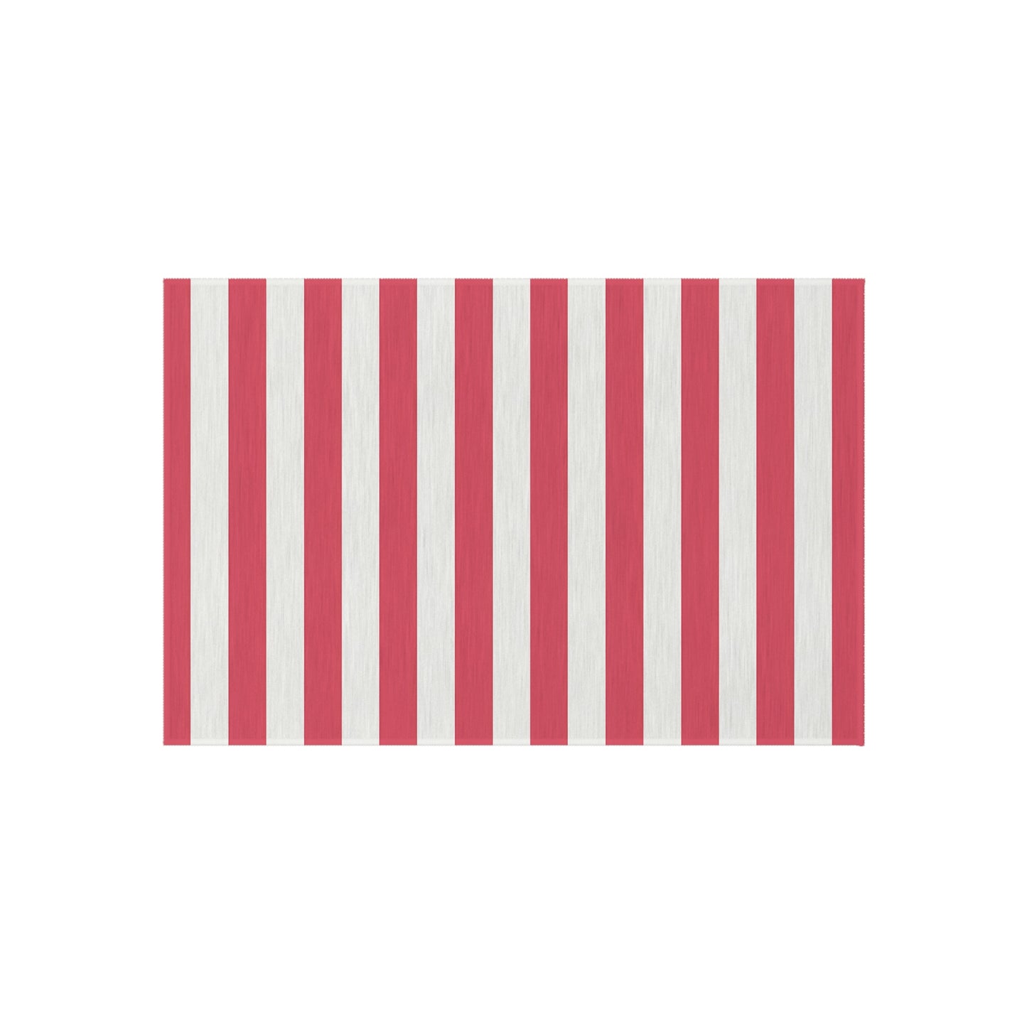 Red-Pink and White Vertical Stripe Outdoor/Indoor Rug | Patio Mat, Coastal Deck Accent