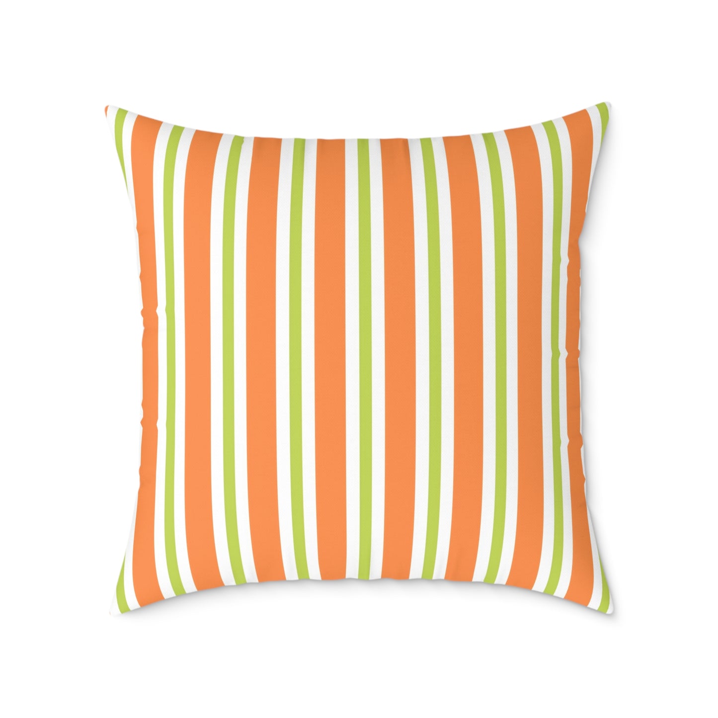 Orange Green Stripe Square Pillow | Striped Throw Pillow