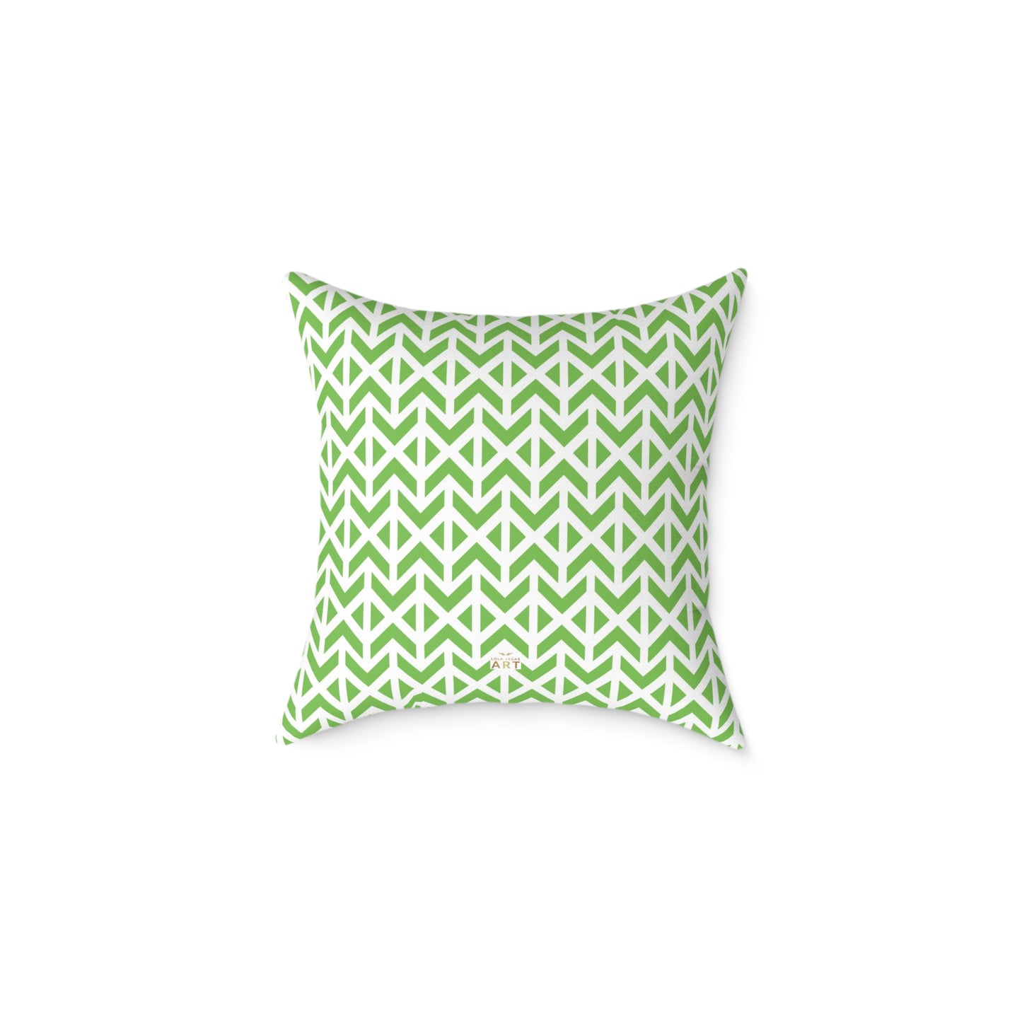 Green Geometric Arrow Pattern Pillow | Square Poly Canvas Pillow