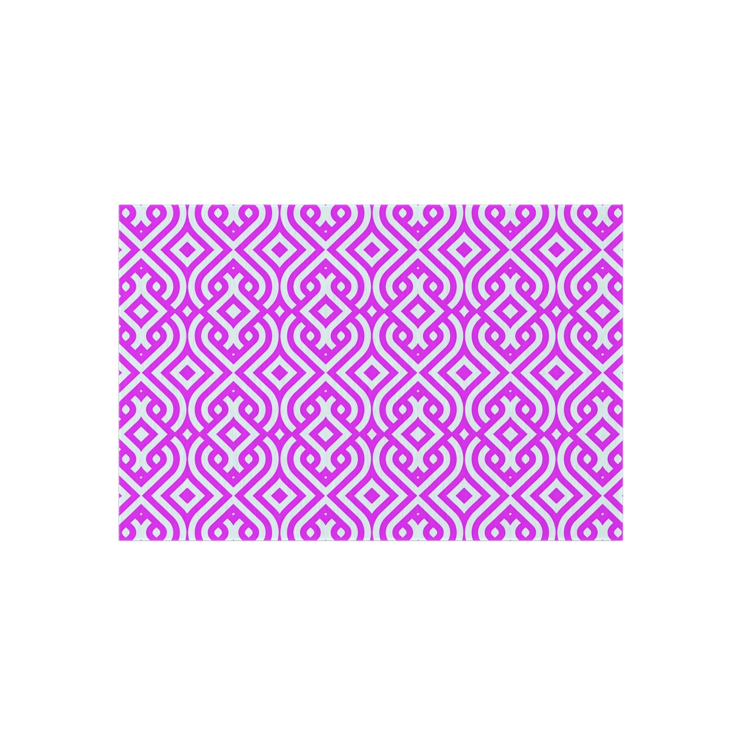 Geometric Moroccan Tile Outdoor/Indoor Rug | Magenta Pink White Patterned Patio Mat
