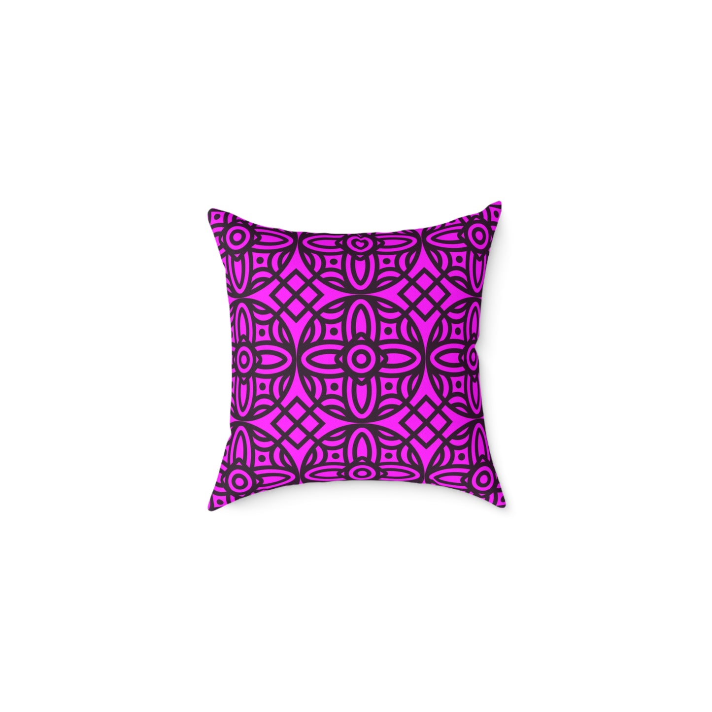 Geometric Floral Pattern Pillow | Pink-Magenta Canvas Pillow,  Decorative Home Accent, Boho Chic Throw Pillow, Gift for Home Decor