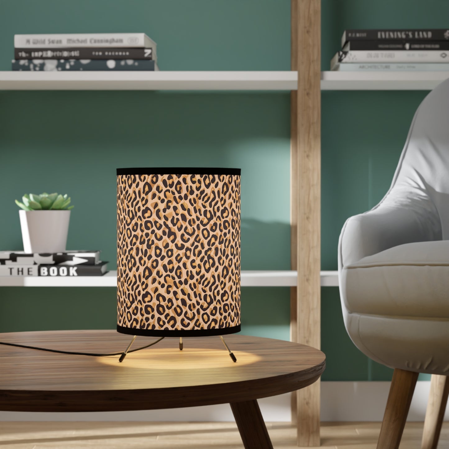 Table Lamp, Leopard Print Tripod Lamp for Retro Glamorous Hollywood Regency Home Decor, US\CA Plug