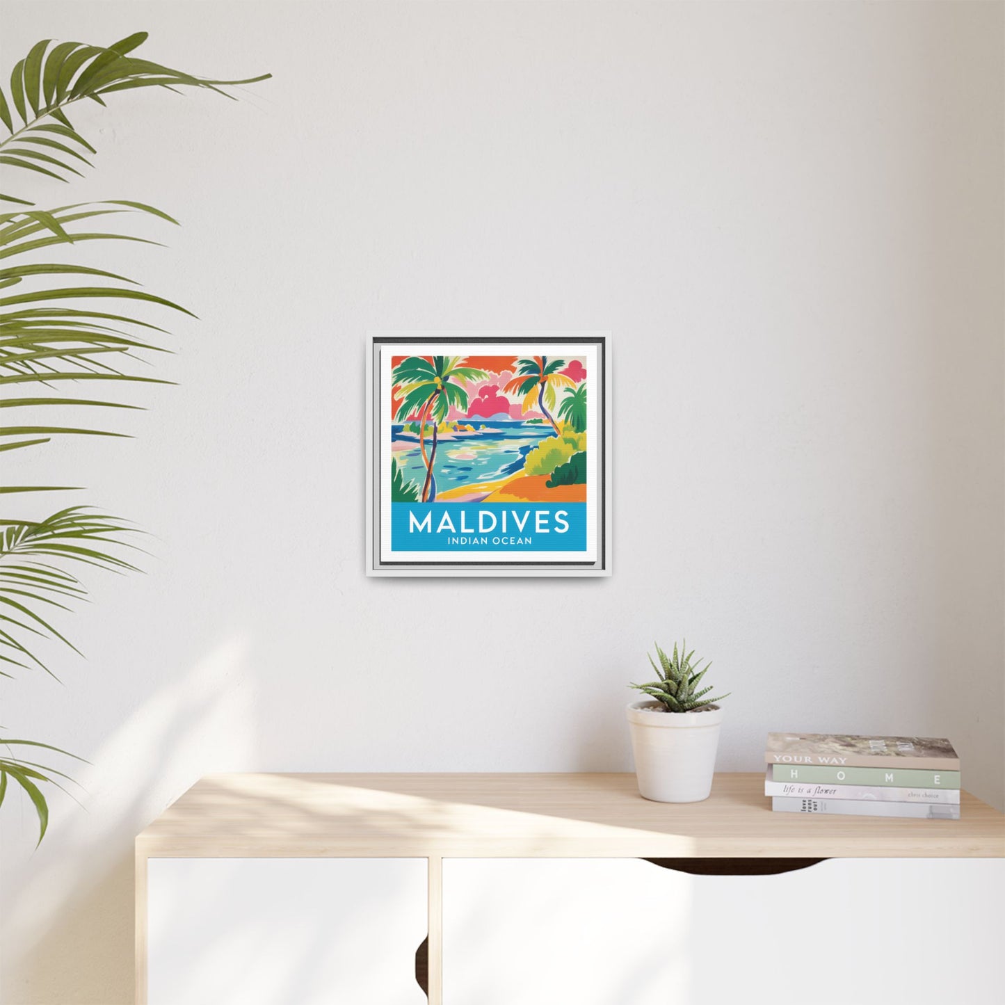 Maldives Beach Art Matte Canvas Framed | Tropical Island Wall Art