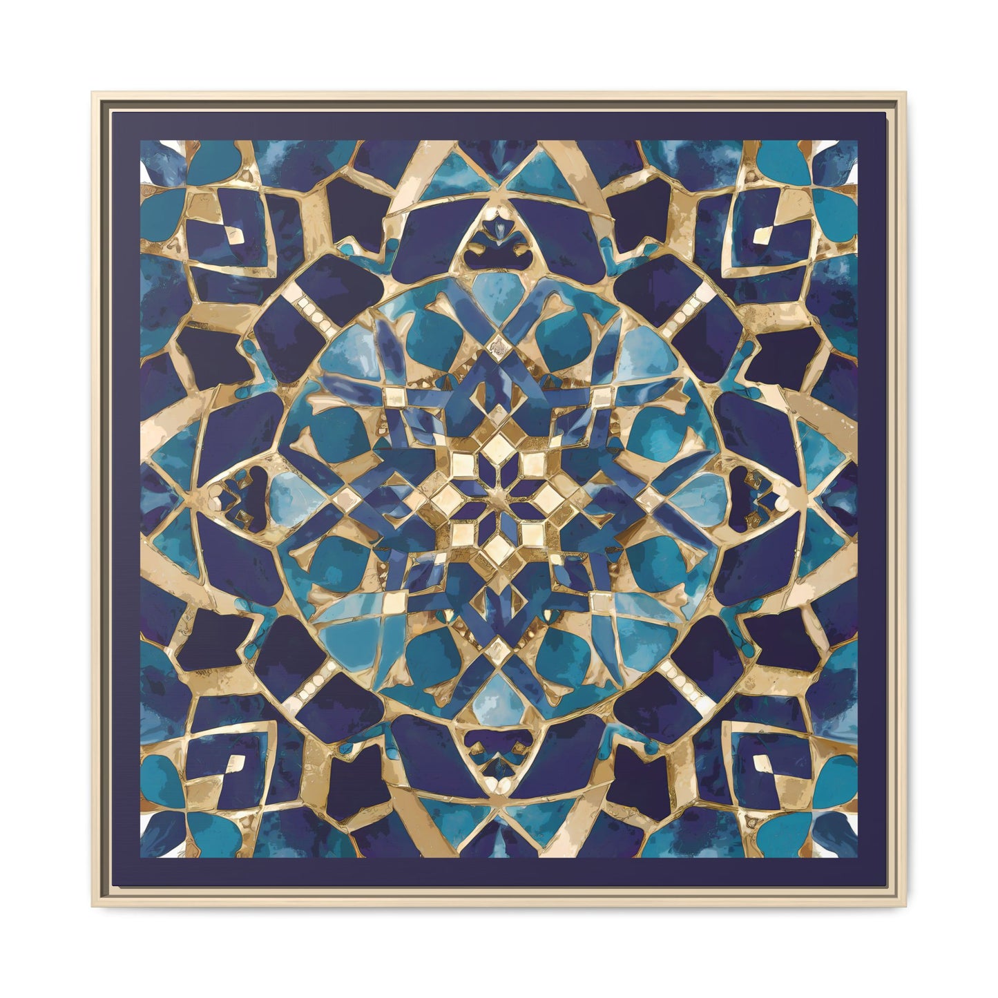Framed Blue Moroccan Mosaic Wall Art — Matte Canvas Print