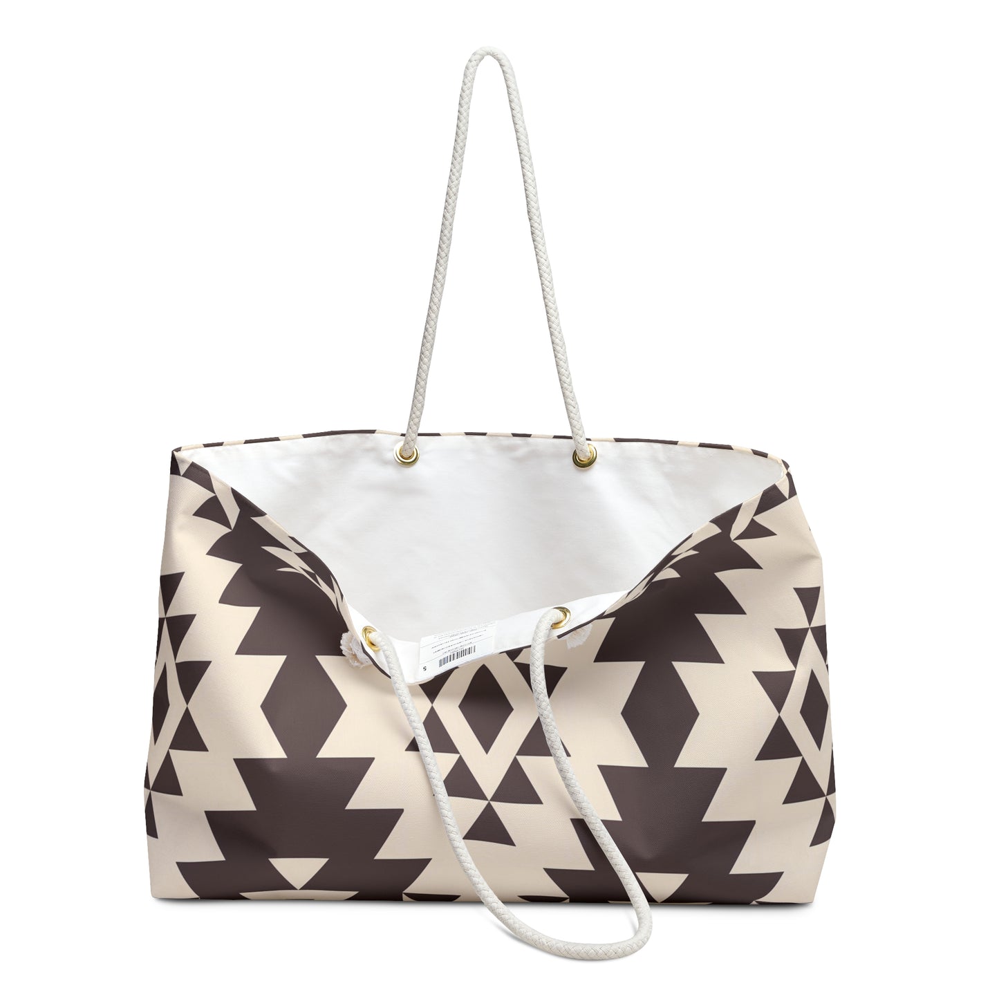 Brown and Beige Tribal Pattern Weekender Bag, Boho Tote, Travel Bag, Overnight Tote, Beach Bag, Modern Chic Style, Tribal Gift