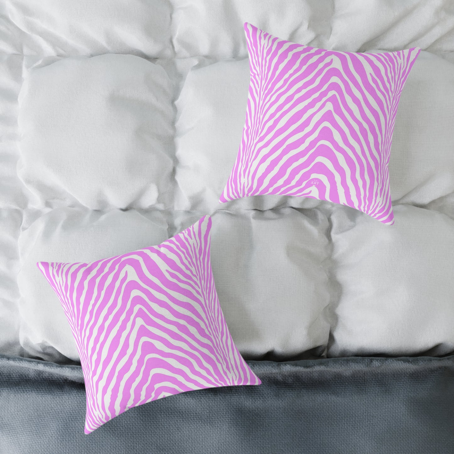 Pink White Zebra Stripe Square Pillow | Animal Print Home Decor