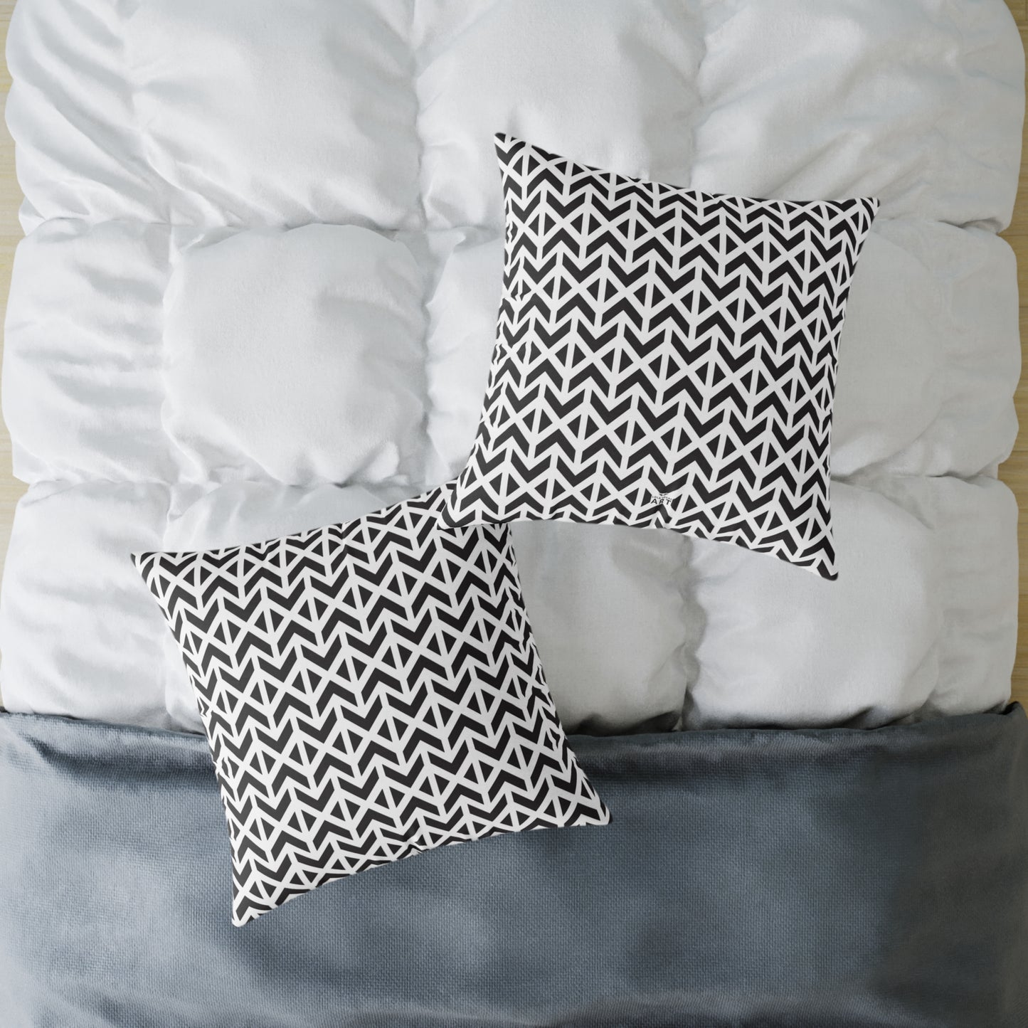 Geometric Chevron Pattern Square Pillow | Black White Modern Throw Pillow