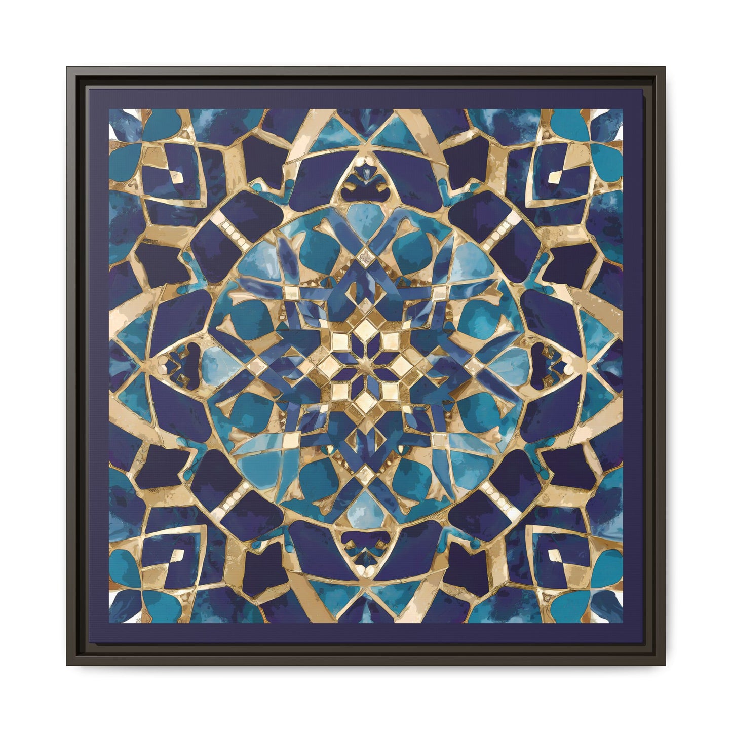 Framed Blue Moroccan Mosaic Wall Art — Matte Canvas Print
