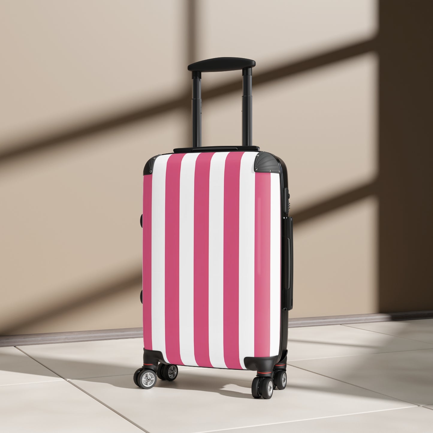 Pink Vertical Stripes Suitcase | Luggage , Travel Accessory