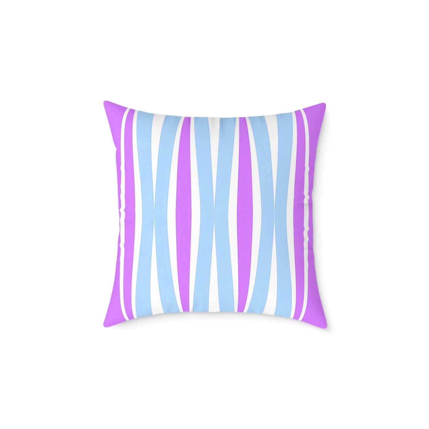 Pastel Wave Stripe Square Pillow | Blue Magenta Mid-Century Modern