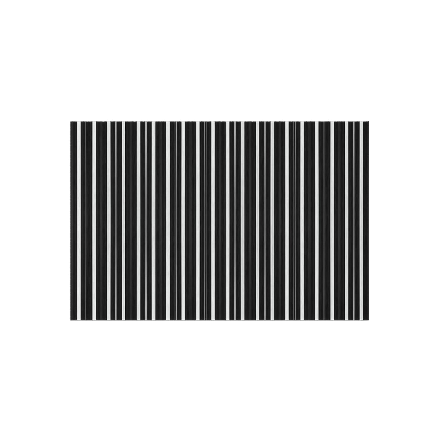 Black White Stripe Indoor/Outdoor Rug | Modern Patio Mat, Reversible Striped Floor Rug